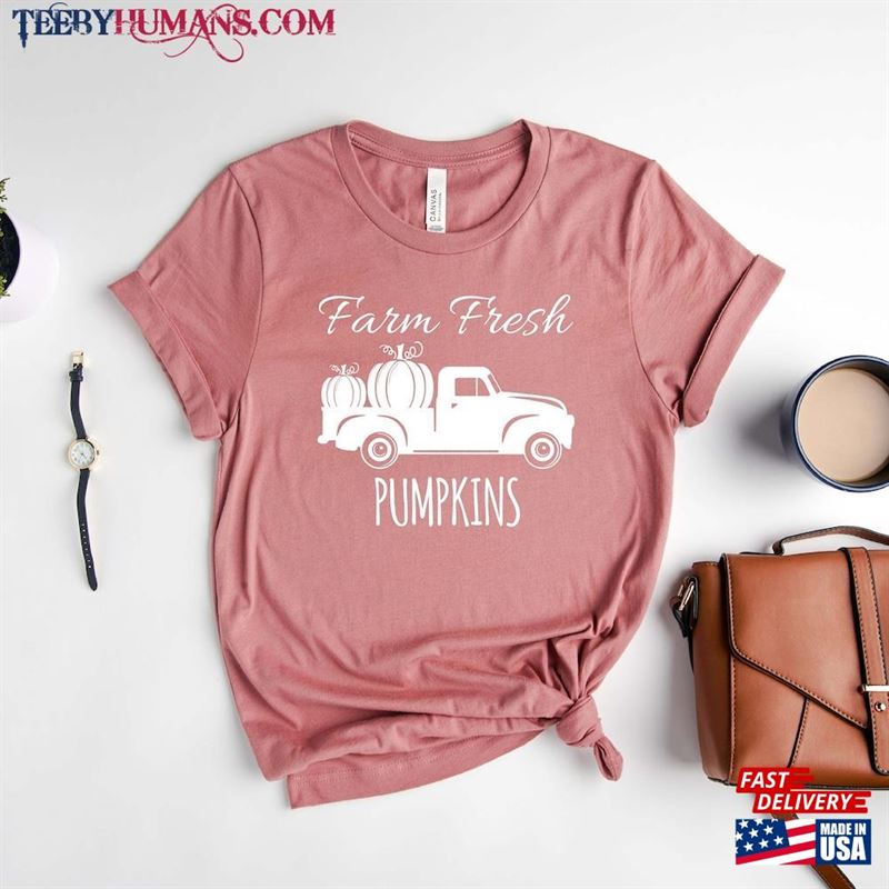 Fall Tshirts Shirts Women Farm Fresh Pumpkins Shirt T-Shirt Classic