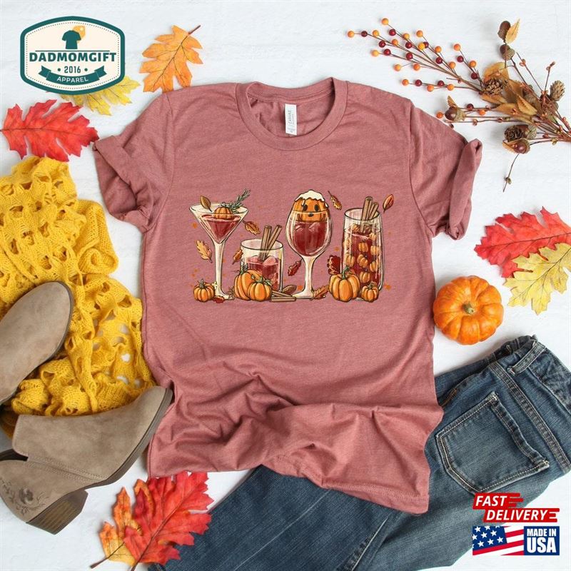 Fall Wine Shirt Cocktails Pumpkin Mulled Iced T-Shirt Hoodie