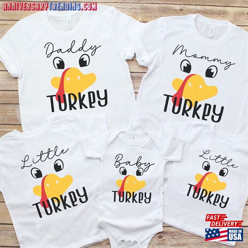 Family Turkey Squad Tee Matching Thanksgiving Shirts Personalized Tees T-Shirt Classic