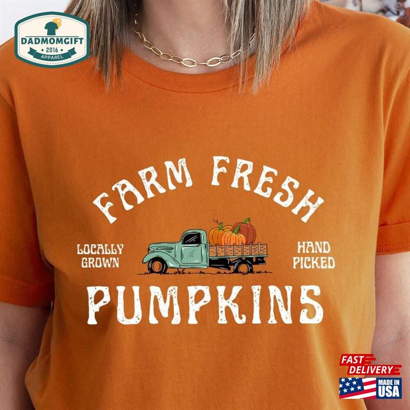 Farm Fresh Pumpkin Shirt Fall Crewneck Sweatshirt Hoodie Unisex