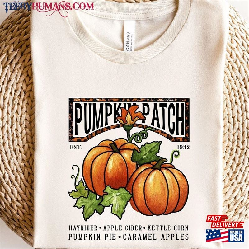 Farm Fresh Pumpkin Sweatshirt Patch Shirt Womens Halloween Unisex Hoodie