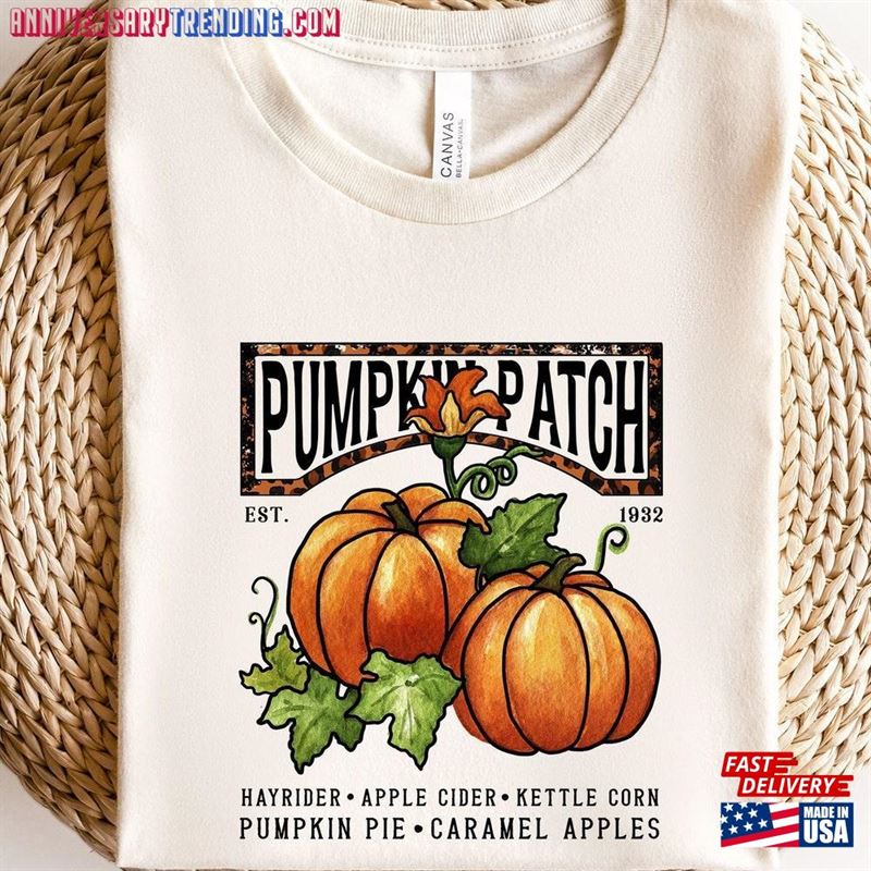 Farm Fresh Pumpkin Sweatshirt Patch Shirt Womens Halloween Unisex T-Shirt