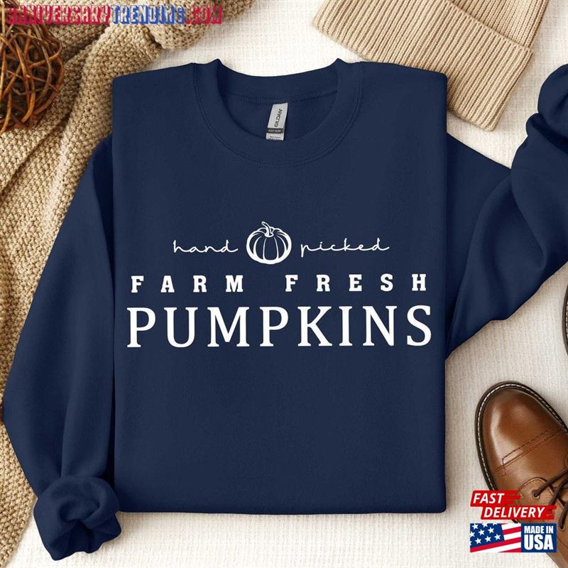 Farm Fresh Pumpkins Crewneck Sweatshirt Pumpkin Truck Shirt Sweater Classic