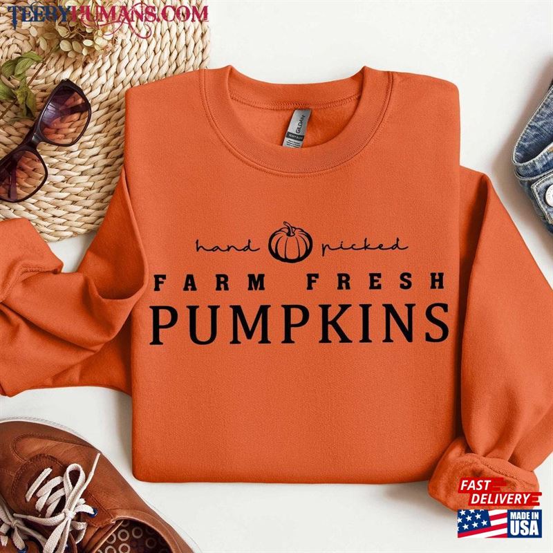 Farm Fresh Pumpkins Crewneck Sweatshirt Pumpkin Truck Shirt Sweater Classic