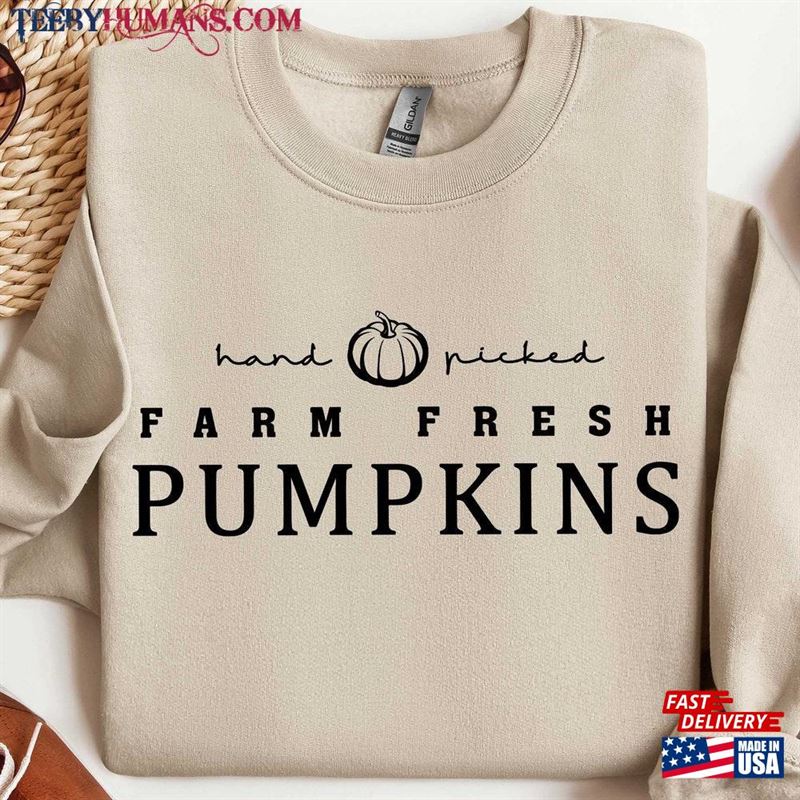 Farm Fresh Pumpkins Crewneck Sweatshirt Pumpkin Truck Shirt Sweater Classic