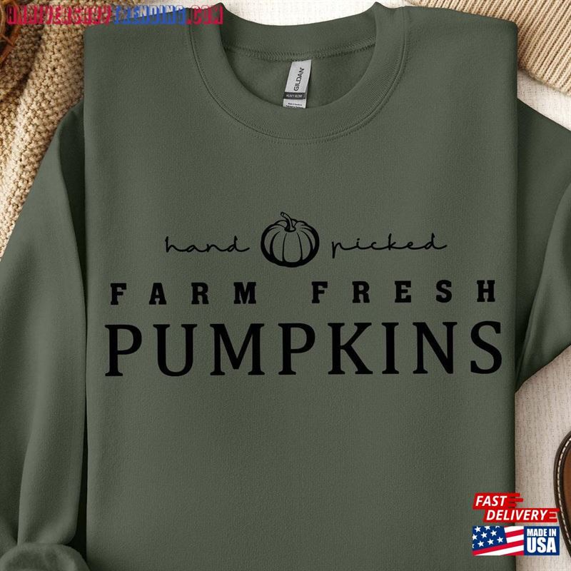 Farm Fresh Pumpkins Crewneck Sweatshirt Pumpkin Truck Shirt Sweater Classic