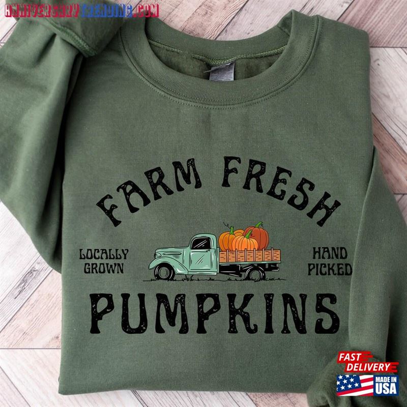 Farm Fresh Pumpkins Fall Women Sweatshirt Thanksgiving Sweater Pumpkin Unisex