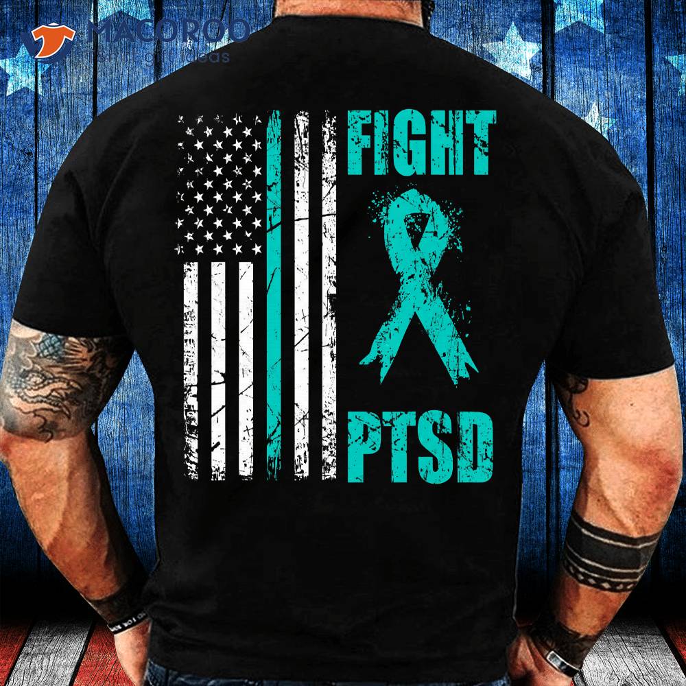 Fight Ptsd Awareness American Flag Veteran Support T-Shirt