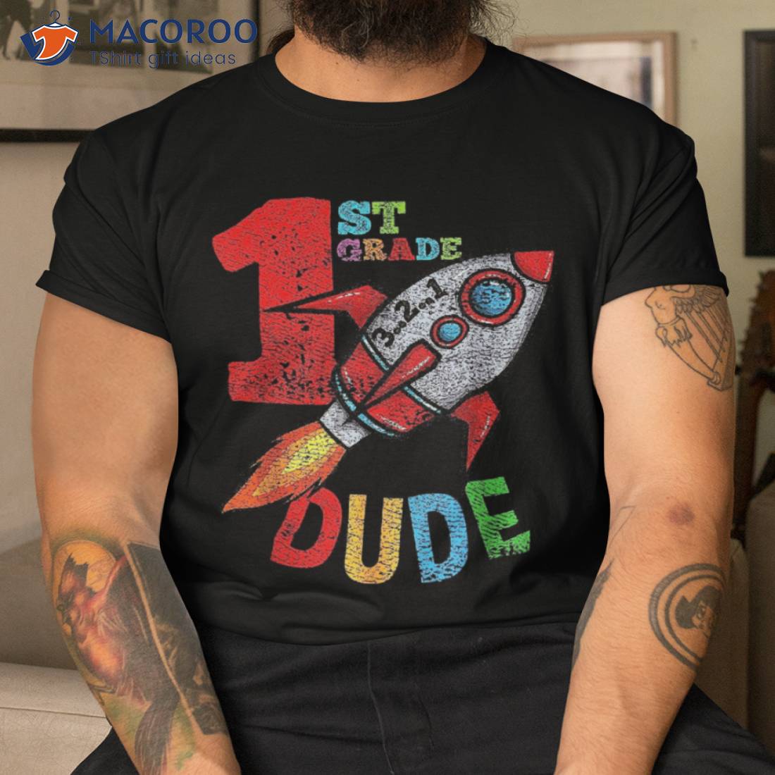 First 1st Grade Dude Space Funny Back To School Boys Kids Shirt