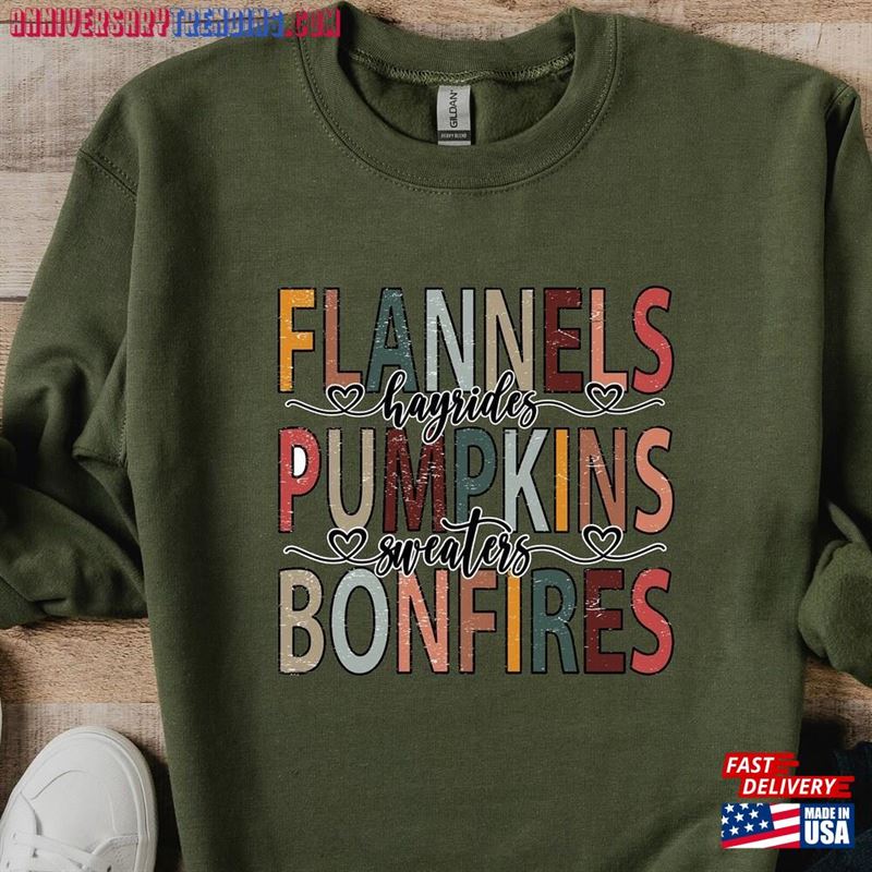 Flannels Hayrides Pumpkins Sweatshirt Thanksgiving Shirt Thankful T-Shirt