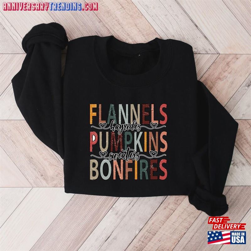 Flannels Hayrides Pumpkins Sweatshirt Thanksgiving Shirt Thankful T-Shirt