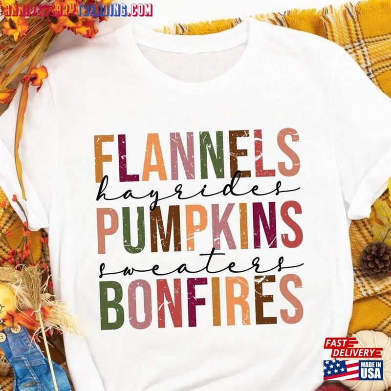 Flannels Pumpkins Hayrides S’mores And Bonfires Shirt Fall T-Shirt Hoodie