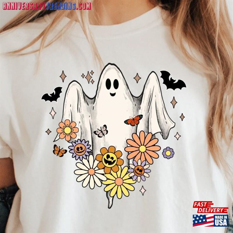 Floral Ghost Shirt Halloween Unisex Sweatshirt