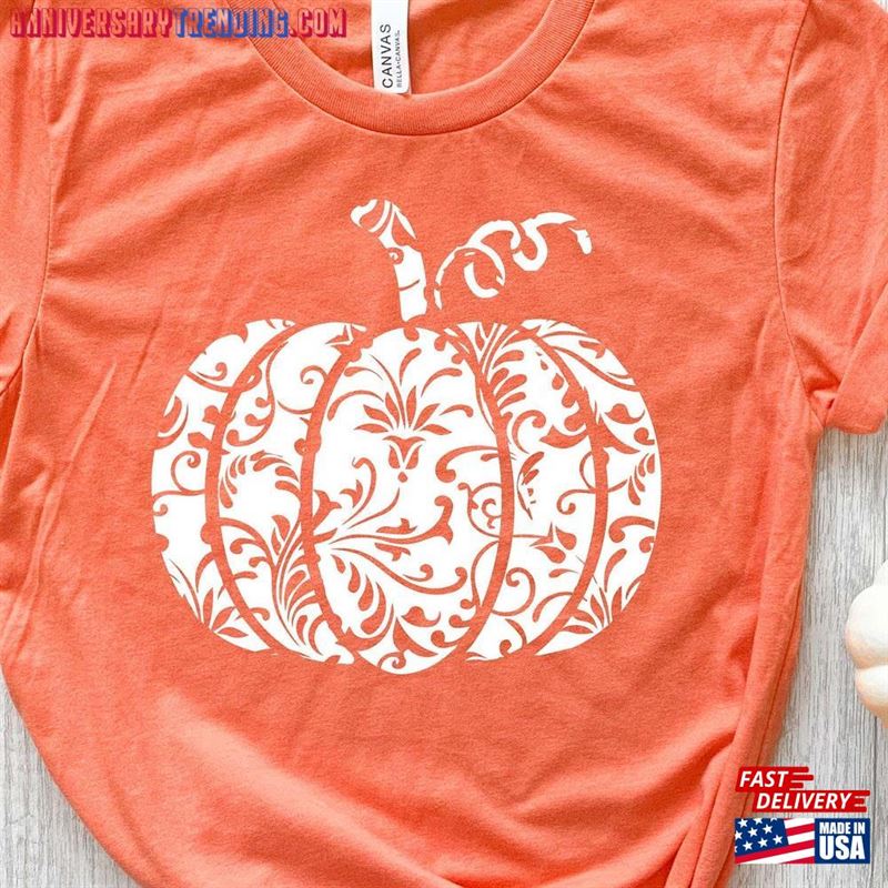 Floral Pumpkin Shirt Halloween T-Shirt Classic