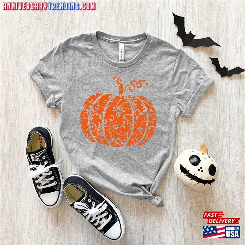 Floral Pumpkin Shirt Halloween T-Shirt Classic