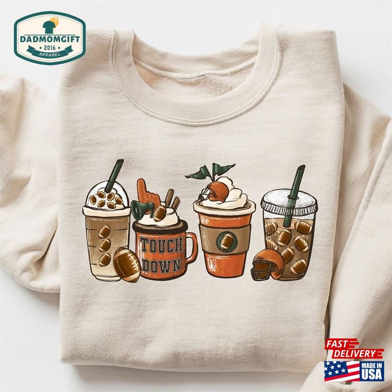 Football Latte Sweatshirt Tis The Season Shirt Fall Sport Games Classic