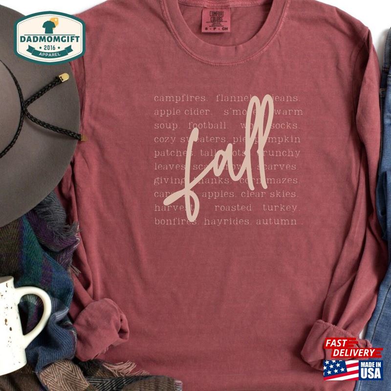 Fun Fall Long Sleeve T-Shirt Words Unisex Classic