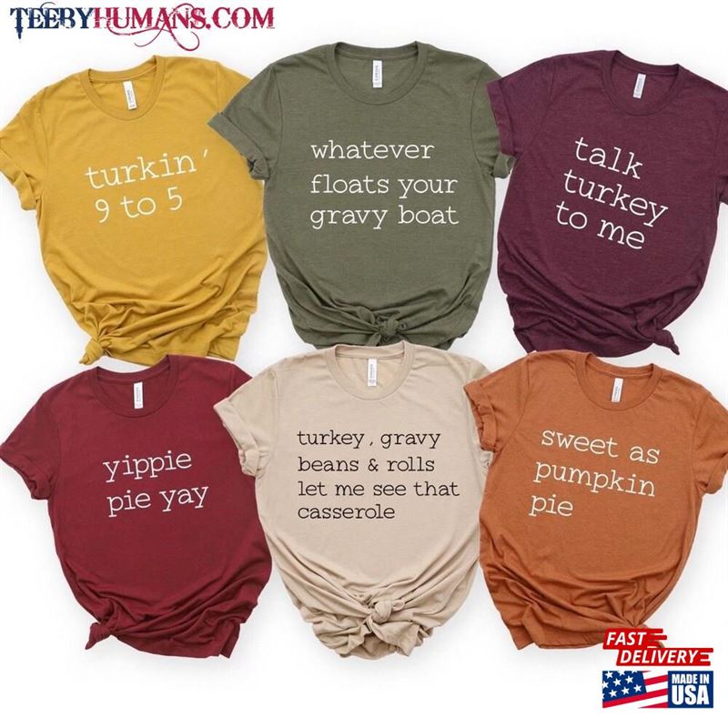 Funny Group Thanksgiving Shirts Nobody Puts Gravy In The Corner Matching Family T-Shirts Sweatshirt Unisex