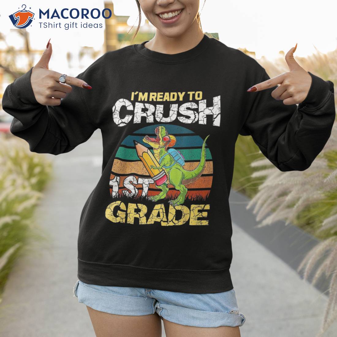Funny I’m Ready To Crush 1st Grade Dinosaurs Back School Shirt Funny I’m Ready To Crush 1st Grade Dinosaurs Back School Shirt