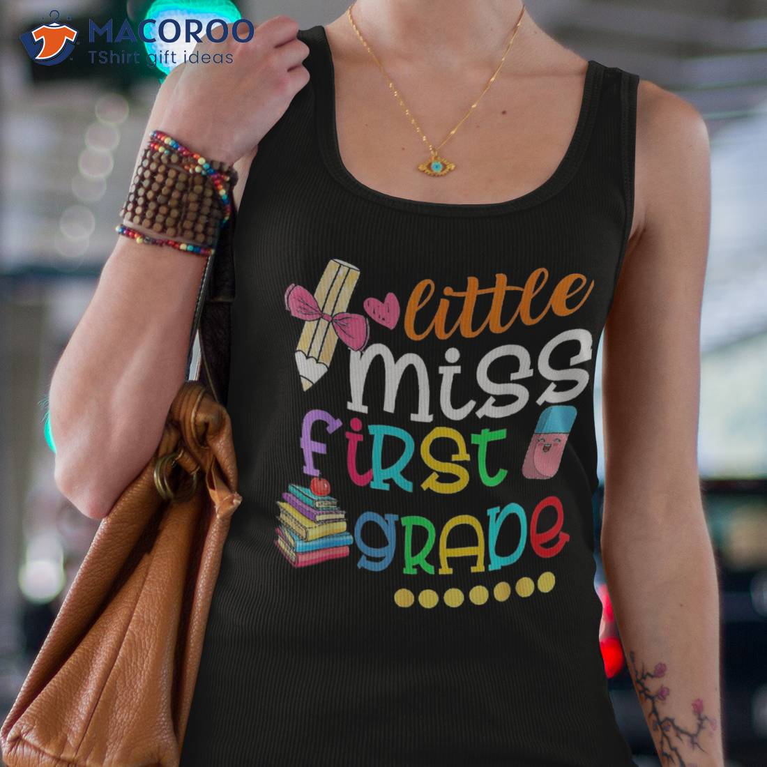 Funny Little Miss First 1st Grade Back To School Girls Kids Shirt