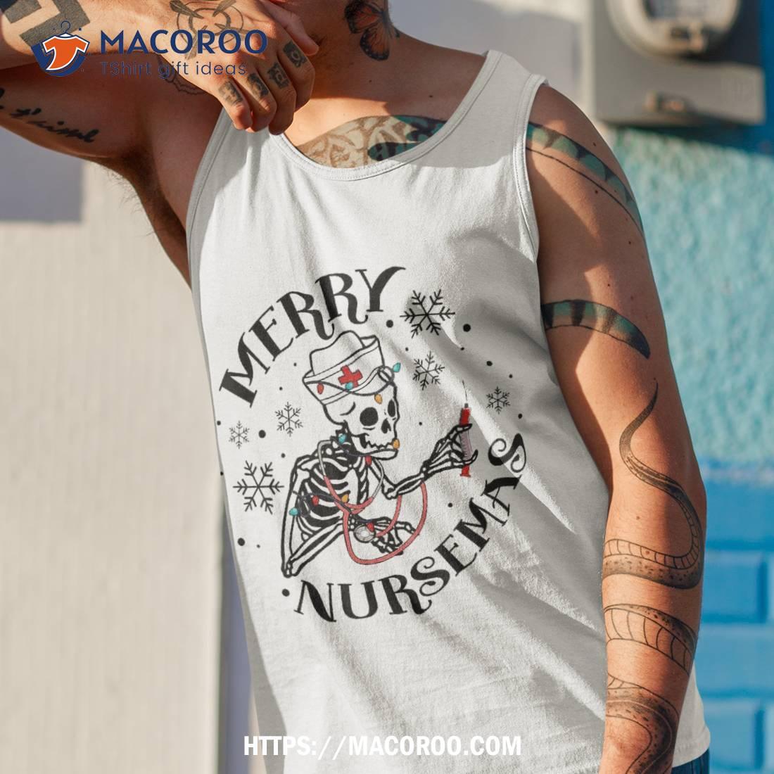 Funny Skeleton Merry Nursemas Registered Nurse Christmas Shirt Funny Skeleton Merry Nursemas Registered Nurse Christmas Shirt