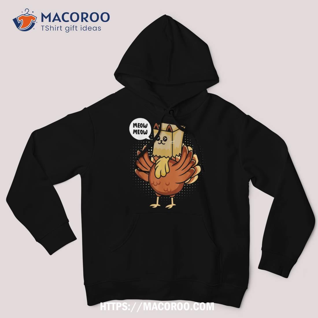 Funny Thanksgiving Day Fake Cat Turkey Meow Animal Farmer Shirt