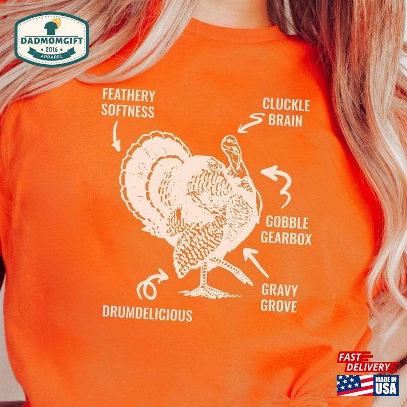 Funny Thanksgiving Shirt Turkey Anatomy Gift For Sweatshirt Classic