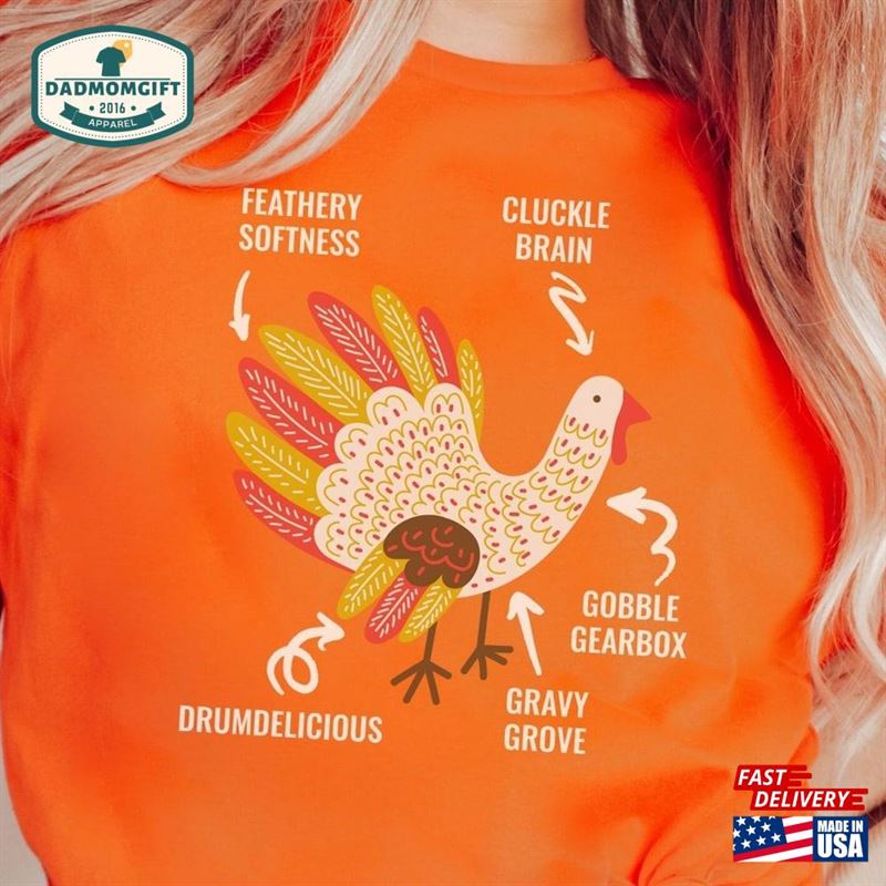 Funny Thanksgiving Shirt Turkey Anatomy Gift For T-Shirt Unisex