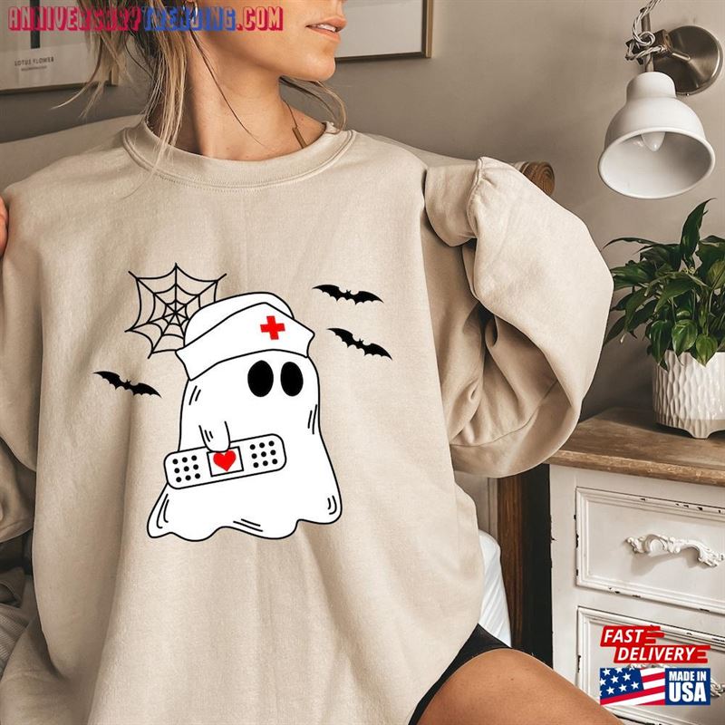 Ghost Nurse Halloween Sweatshirt Tee Nicu Tshirt T-Shirt Hoodie