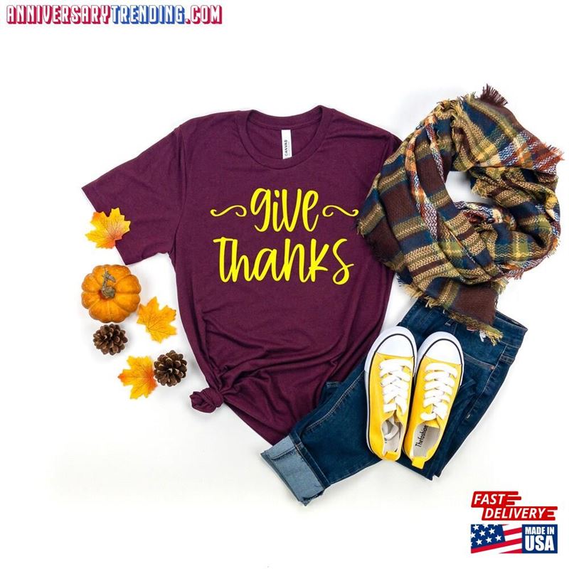 Give Thanks Shirt Thankful Fall Pumpkin Day Classic Hoodie