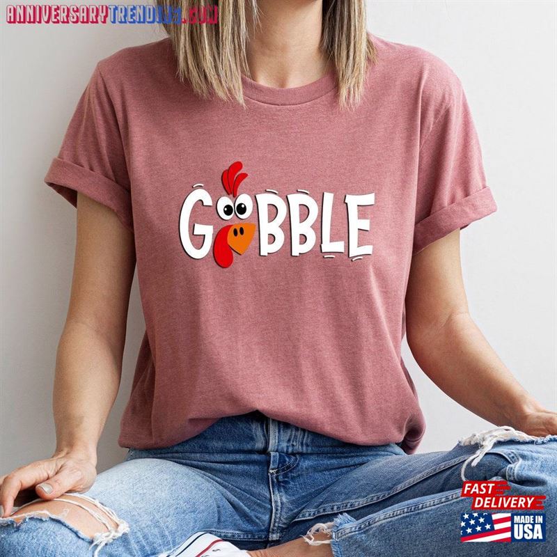 Gobble Shirt Funny Cute Turkey Face Sweatshirt Unisex