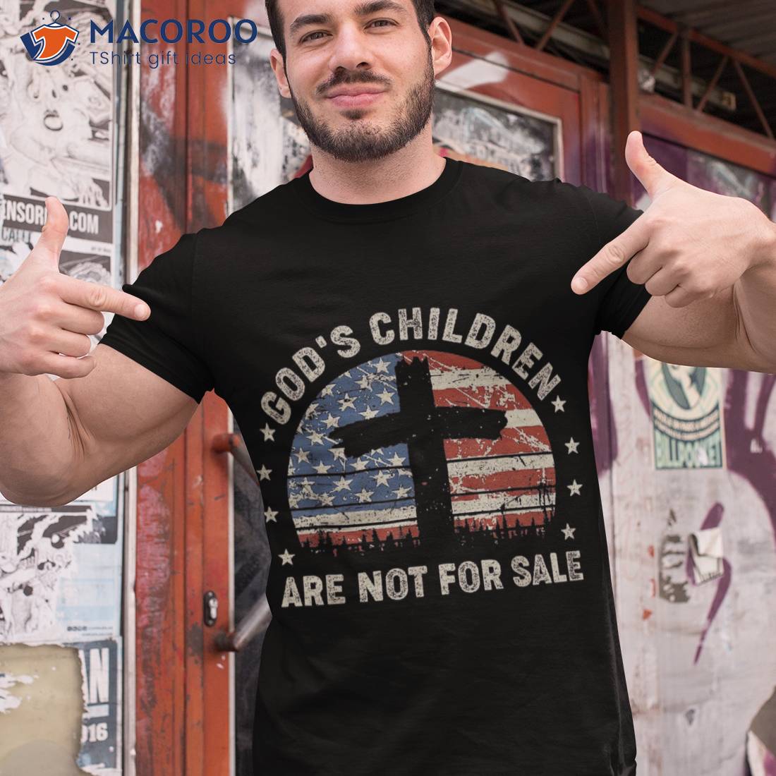 God Children Are Not For Sale Funny Christian Us Flag Retro Shirt