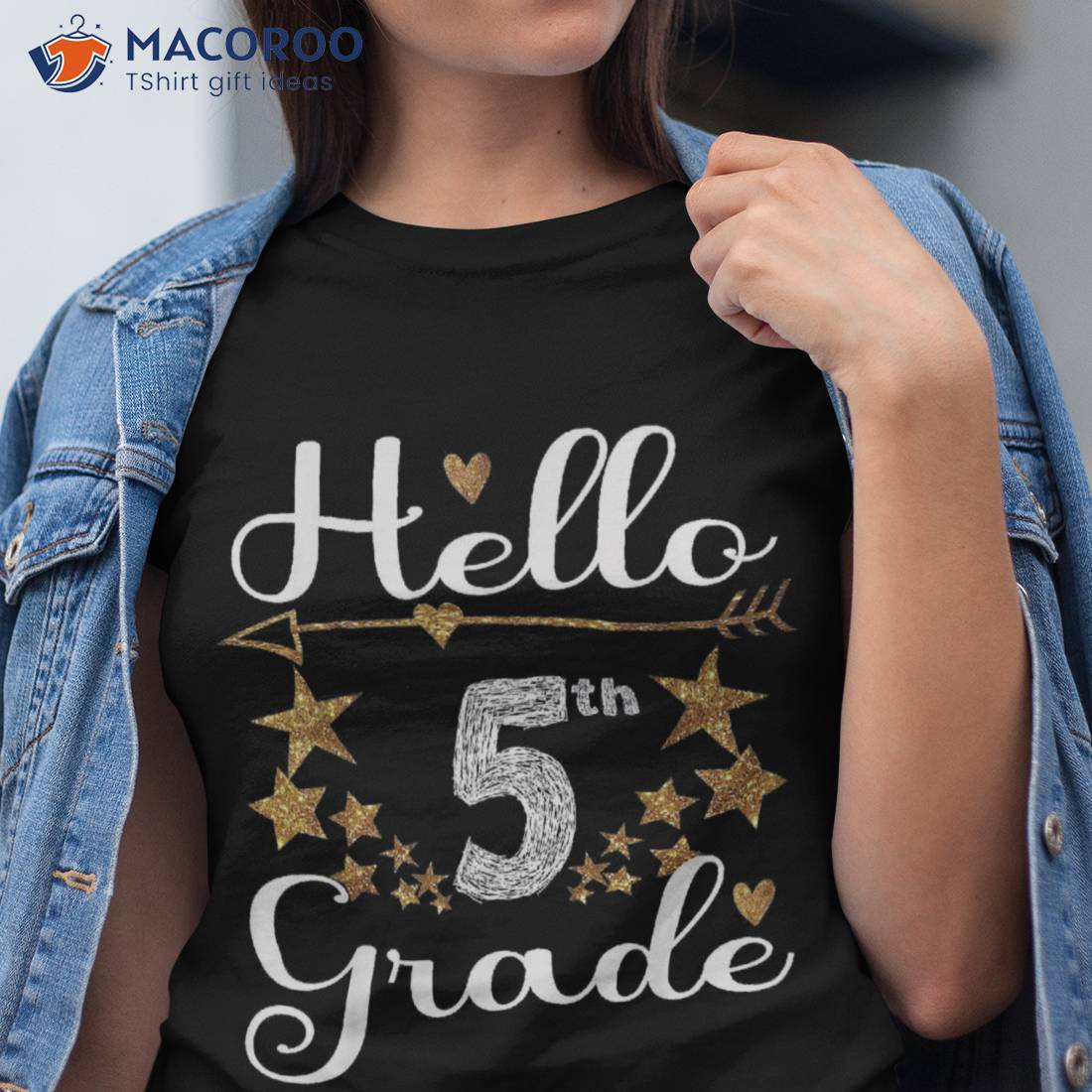 Gold Stars Hello 5th Grade Squad Back To School Teacher Tee Shirt