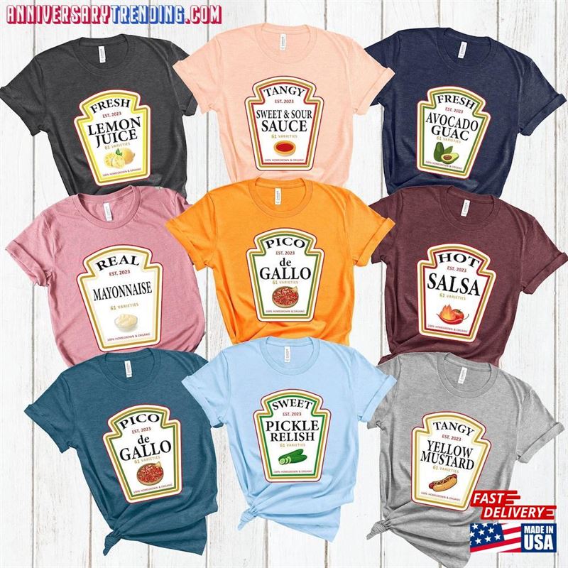 Group Condiments T-Shirts Matching Condiment Costume Party Shirt 2023 Adults Youth Ketchup Ranch Shirts Hoodie T-Shirt