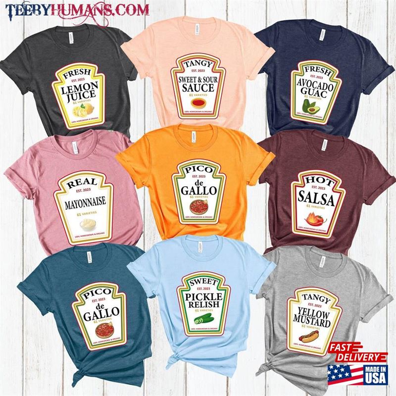 Group Condiments T-Shirts Matching Condiment Costume Party Shirt 2023 Adults Youth Ketchup Ranch Shirts T-Shirt Sweatshirt