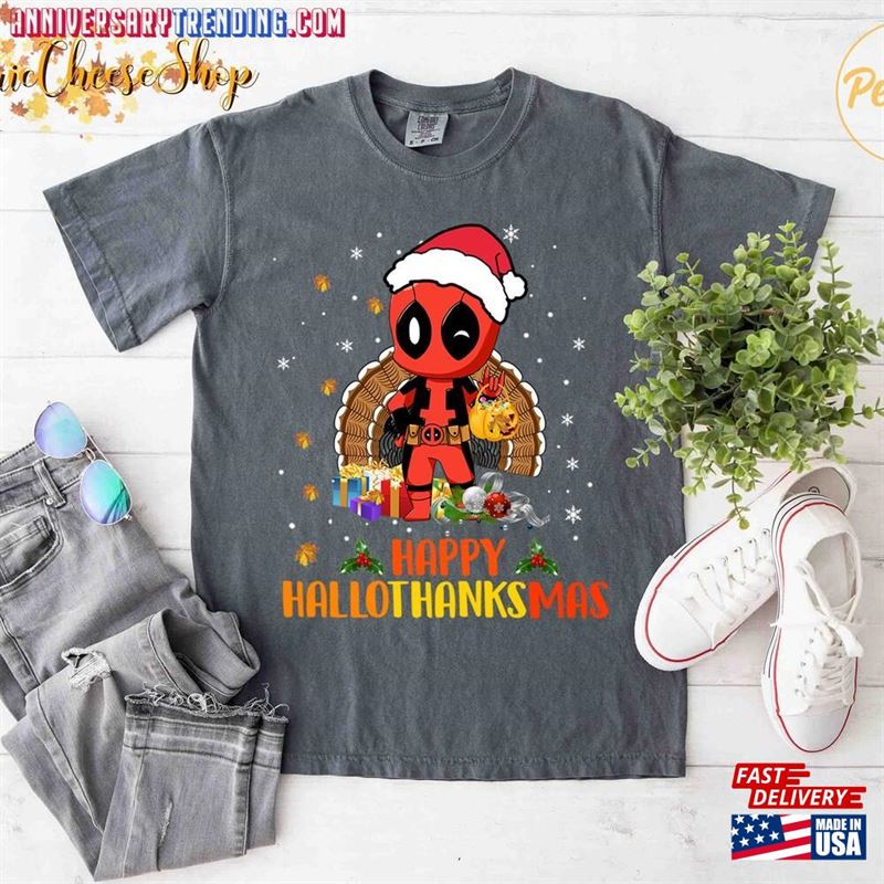 Hallothanksmas Happy Thanksgiving Autumn Fall Deadpool Shirt Halloween Christmas T-Shirt Classic Hoodie