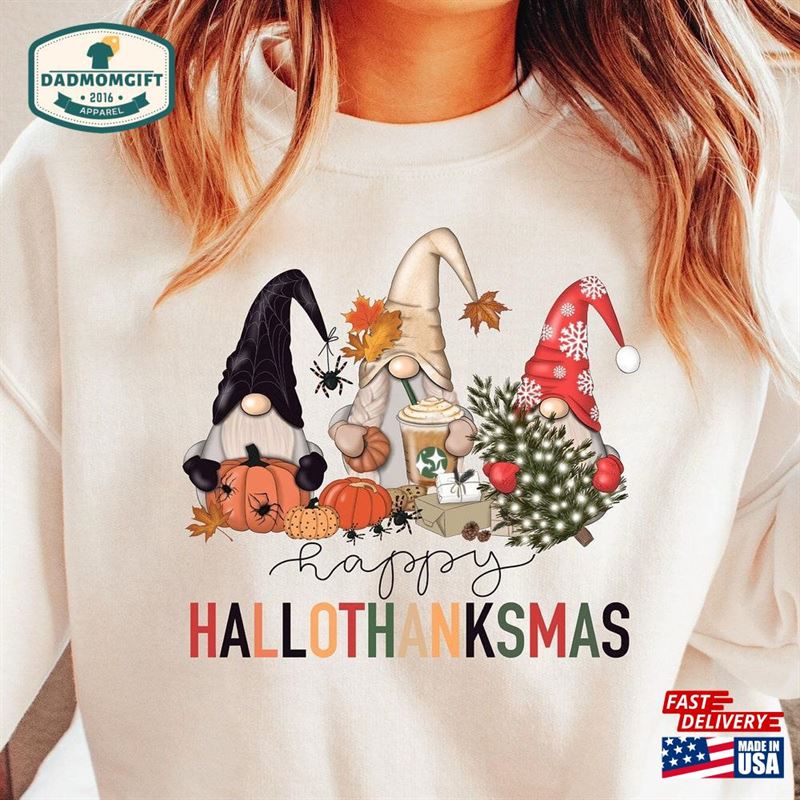 Hallothanksmas Sweatshirt Holiday Season Sweater Gnome Hoodie Classic