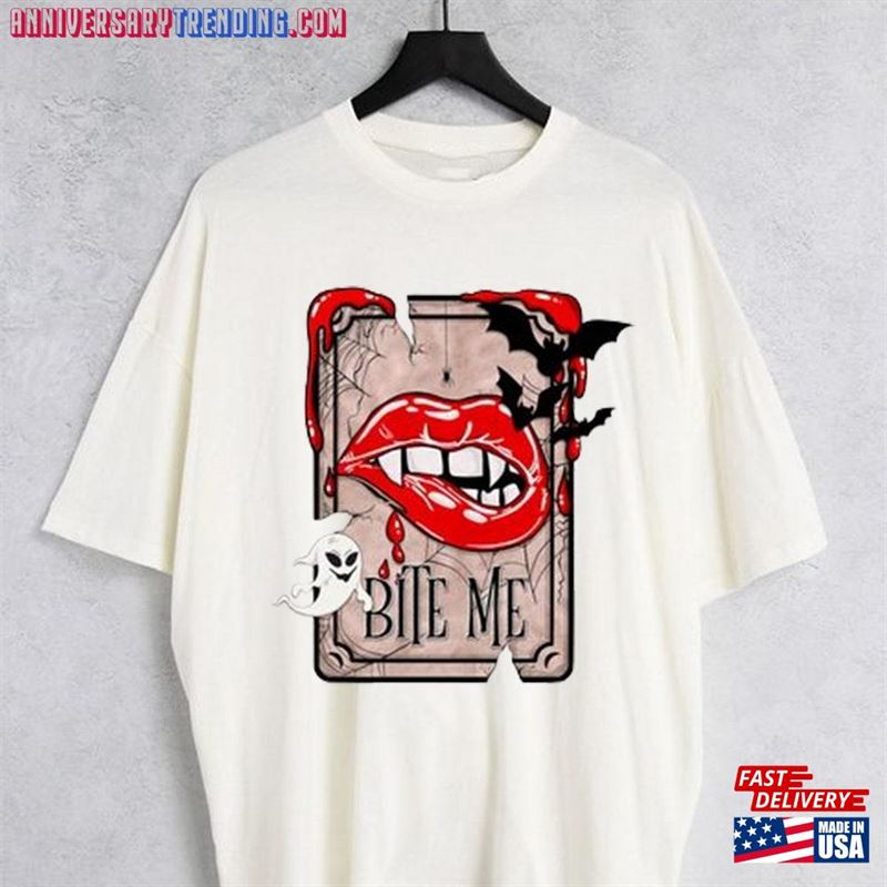 Halloween Bite Me Shirt Horror Custom T-Shirt Sweatshirt