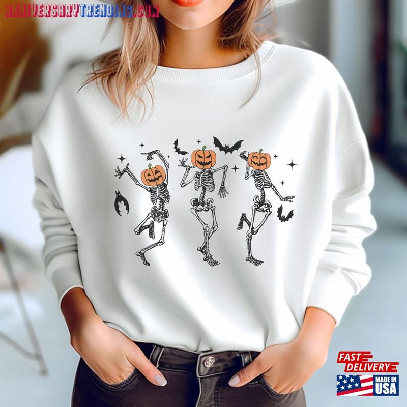 Halloween Dancing Skeleton Sweatshirt Funny Spooky Season Skull Shirt Classic Hoodie