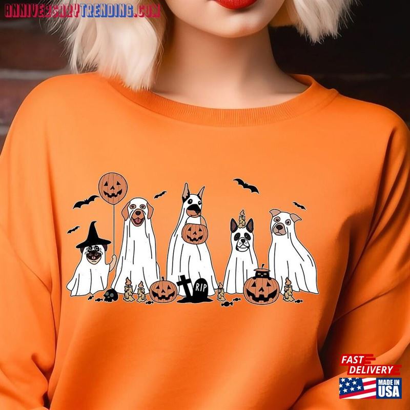 Halloween Dog Ghost Shirt Sweatshirt Hoodie Unisex