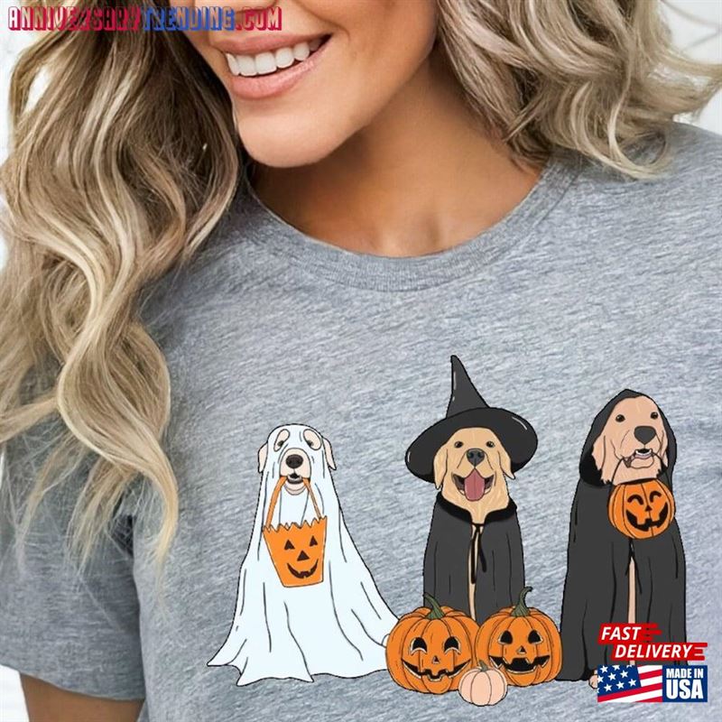 Halloween Dog Shirt Funny Golden Retriever T-Shirt Sweatshirt