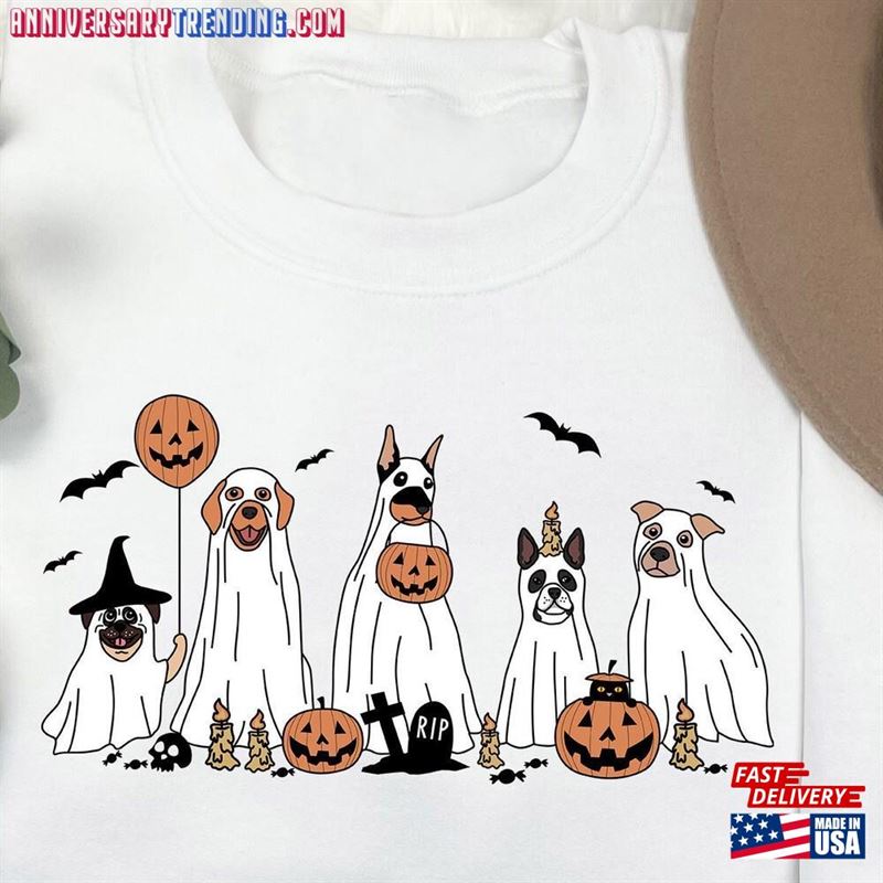 Halloween Dog Sweatshirt Ghost Unisex