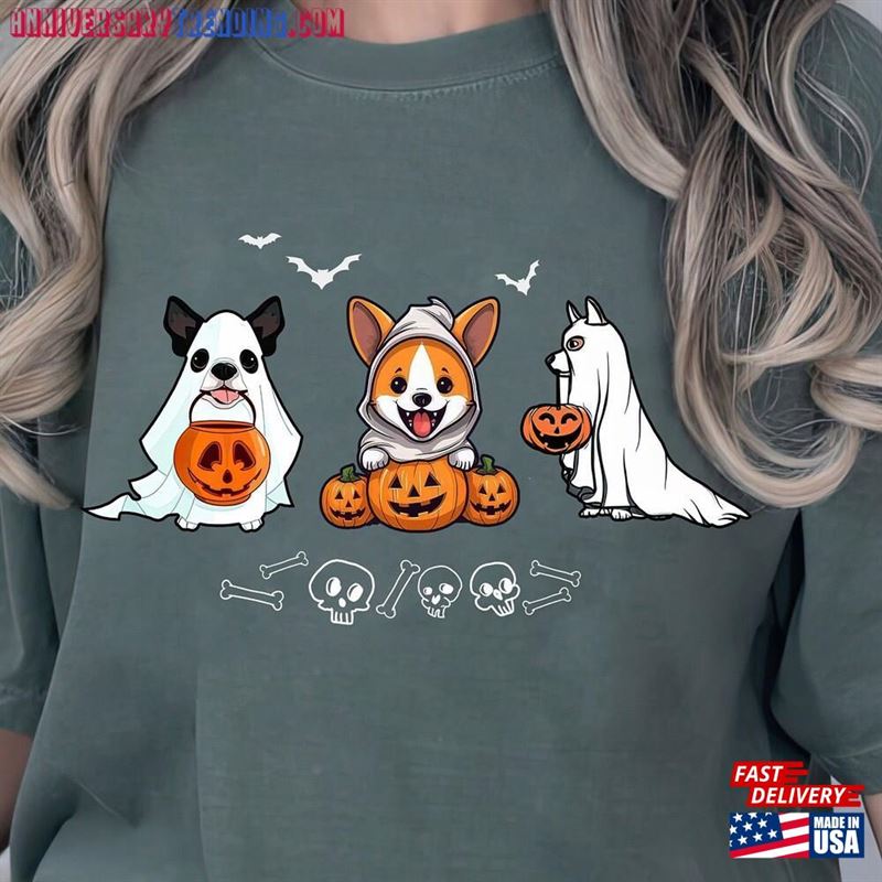 Halloween Dogs Shirt Comfort Colors Ghost Dog Sweatshirt Classic