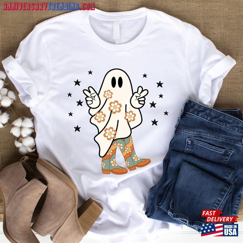 Halloween Ghost Shirt Peace Out Cute T-Shirt Unisex