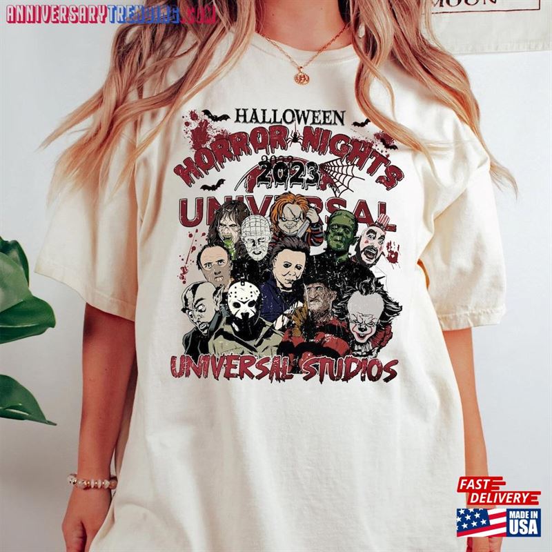 Halloween Horror Nights Universal Studios Unisex Comfort Color Shirt Characters T-Shirt Sweatshirt