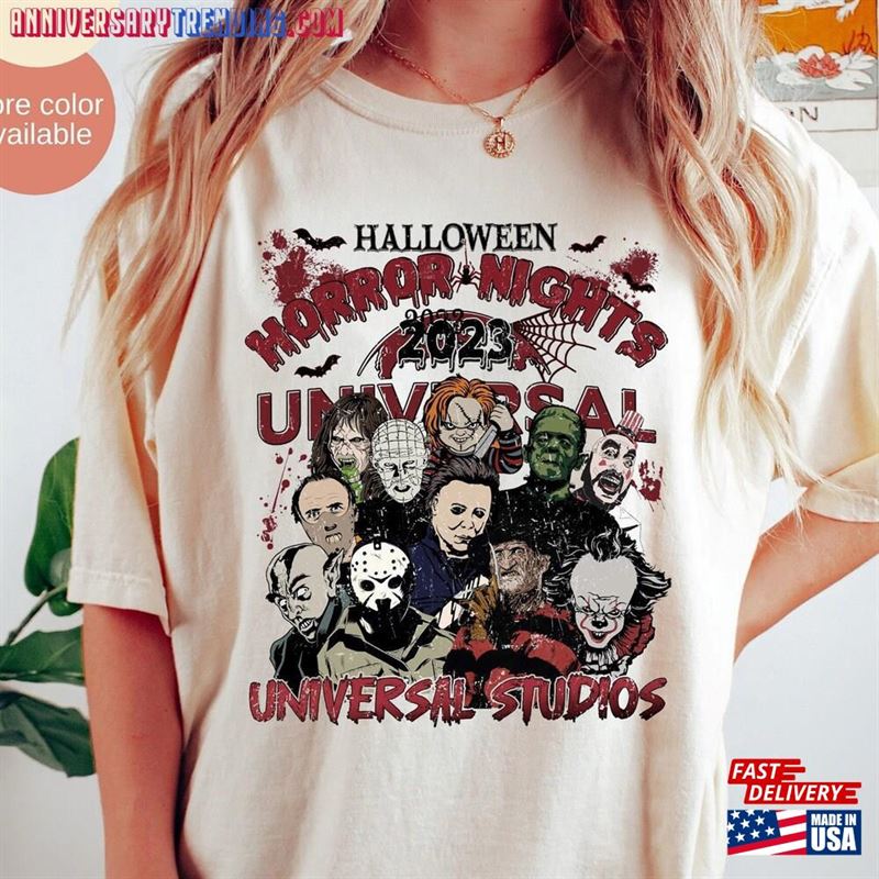 Halloween Horror Nights Universal Studios Unisex Comfort Color Shirt Characters T-Shirt Sweatshirt