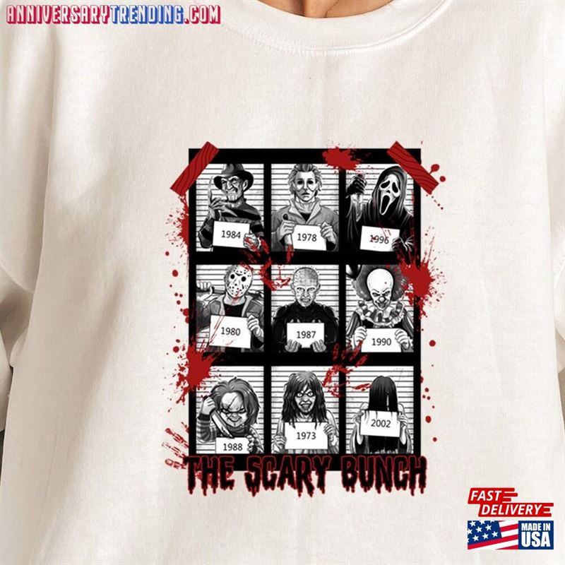 Halloween Mug Shot Sweatshirt Horror Movie Characters Sweat Lover Sweater T-Shirt Hoodie