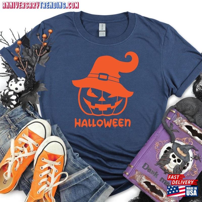 Halloween Pumpkin Face Shirts Funny T-Shirt Tops 2023 Trick Or Treat Hoodie Unisex