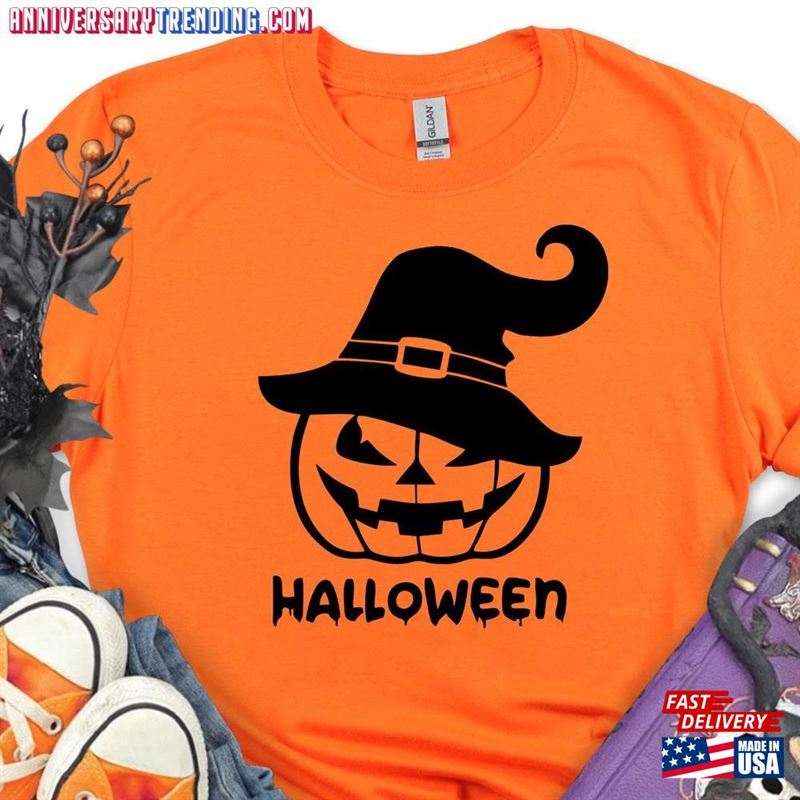 Halloween Pumpkin Face Shirts Funny T-Shirt Tops 2023 Trick Or Treat Hoodie Unisex