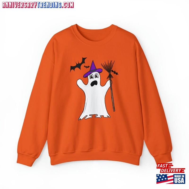 Halloween Scared Witch Ghost Print Crewneck Sweatshirt Unisex T-Shirt Hoodie